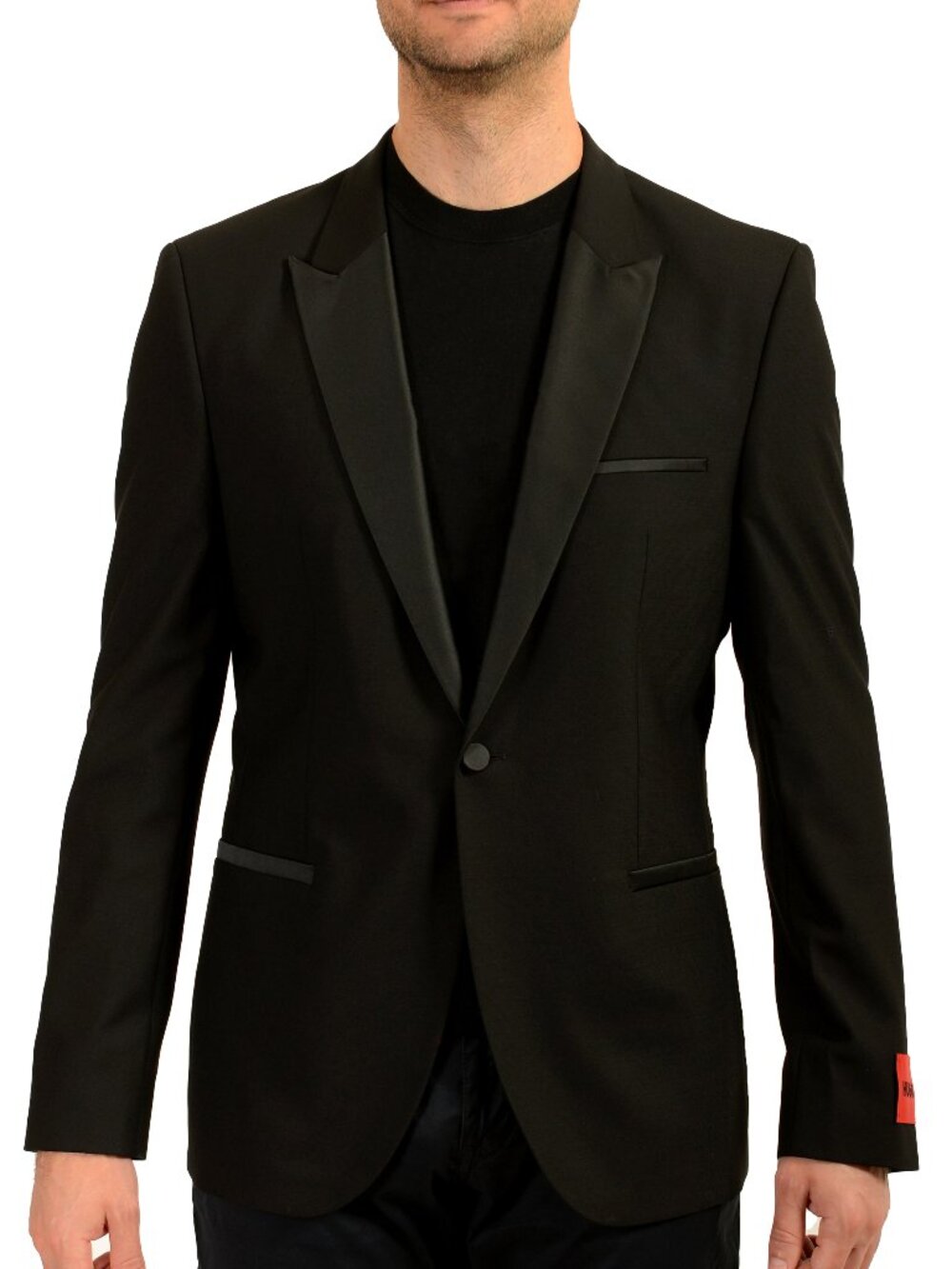 Hugo Boss Men's "Arti224E2X" Extra Slim Fit Black Wool Tux Blazer US 42L IT 52L